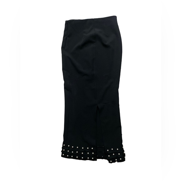 Zara Black Pencil Skirt with Pearl Accents - Picture 3 of 4